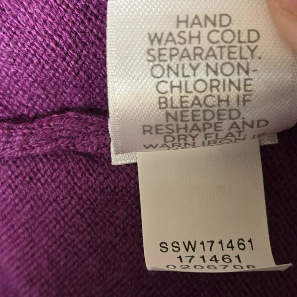 J Jill Purple Sweater Tunic Small Cotton Blend w Long Multicolor Fringed Scarf - Picture 10 of 14